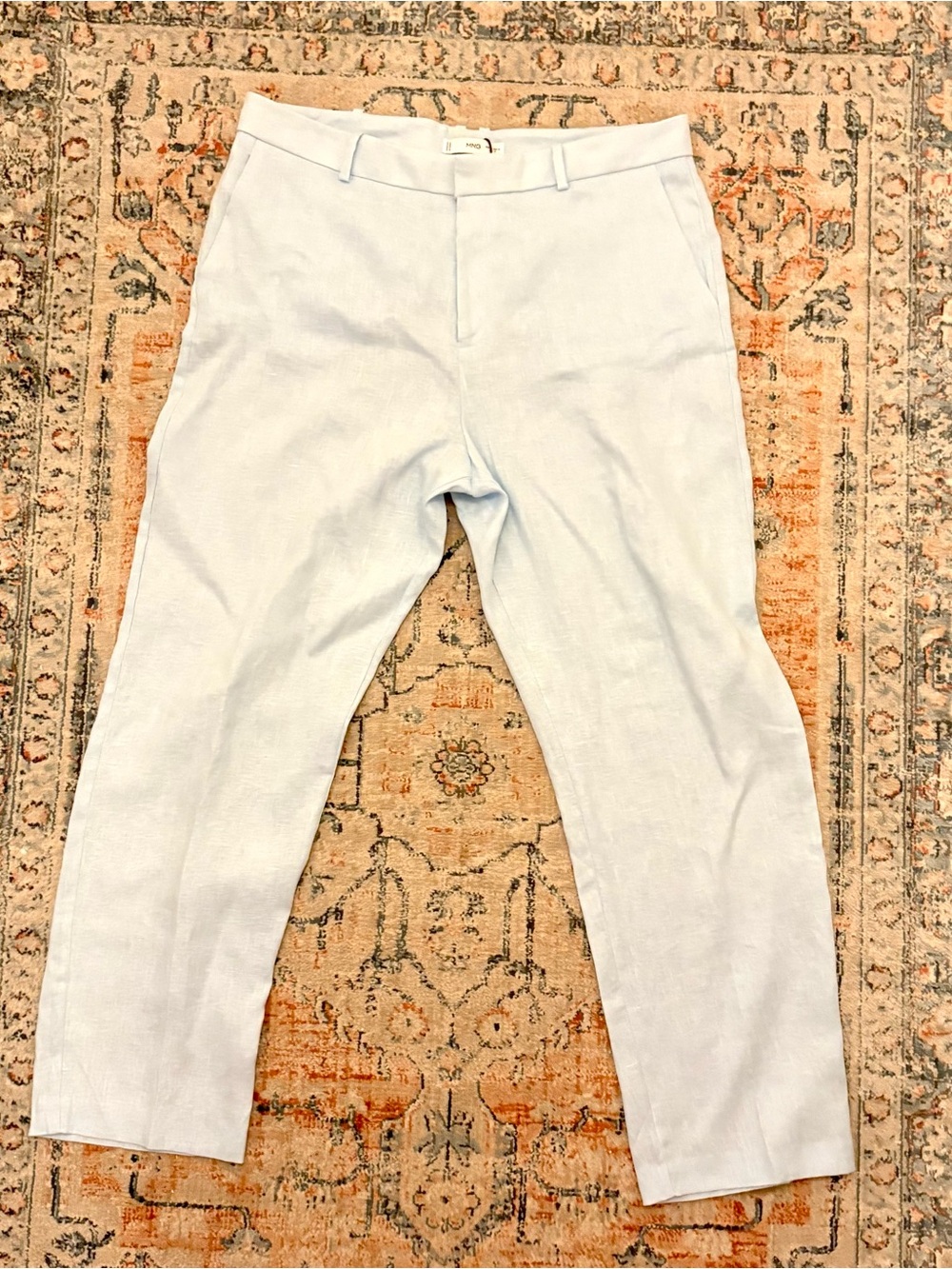 Mango Light Blue 100% Linen Trouser Pants
